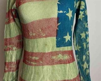 Tripp NYC Patriotic Distressed Long Sleeve Shirt