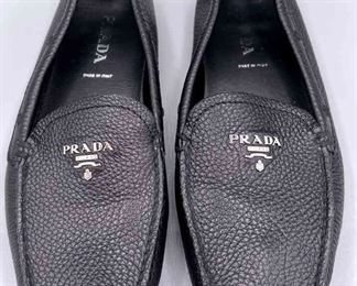 Prada Black Grained Leather SlipOn Drivers