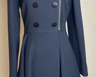 MIU MIU By PRADA Deep Navy Wool Coat With Off Center Zipper