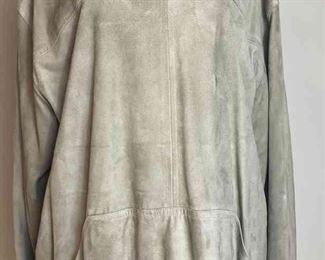 Michael Kors Tan Leather Suede Quarter Zip Hoodie