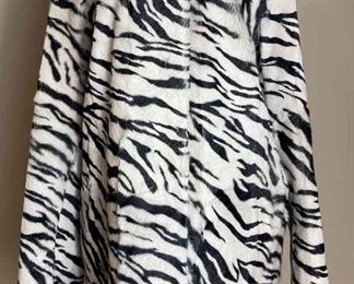 Max Mara Fur Jacket With Zebra Print Woman White Black, Goat, Lined