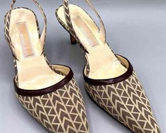 Michael Kors Collection Brown Herringbone Slingbacks