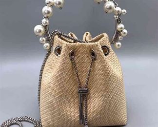 Jimmy Choo BON BON Raffia With Pearl Handle