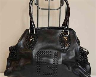 Fendi Etniko Black Leather Tote Bag