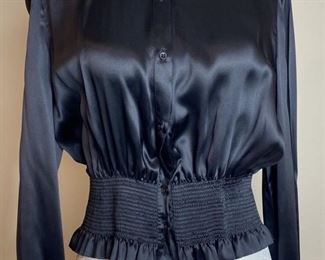 Emporio Armani Black Stretch Silk Blouse