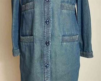 CHANEL VINTAGE 01P WASHED DENIM JACKET CC BUTTONS