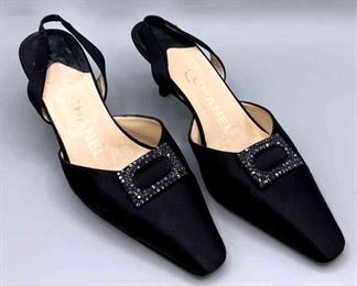 CHANEL Satin Slingback Shoes