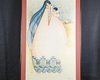 Signed and Numbered Limited Edition Lithograph by G.E. Mullan Native American "Pueblo Madonna" 1985
