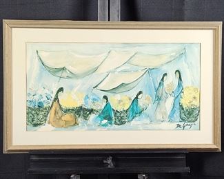  Lithographic Reproduction of DeGrazia's "Navajo Flower Market" Watercolor. 