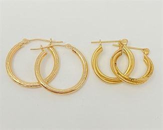 Lot #76 - Two 14k Gold Hoop Earrings in Two sizes