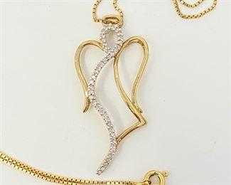 Lot #80 -Sweet 14k Gold Guardian Angel Pendant on a 10k Gold Chain