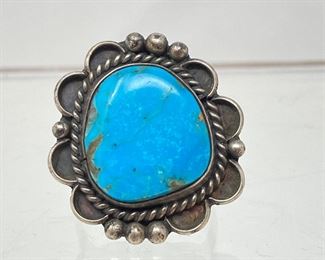 Lot #94 - Navajo Sterling Silver & Turquoise Old Ring