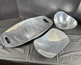 Set of Three Nambé Tarnish Free Silver Alloy Serving Pieces ~