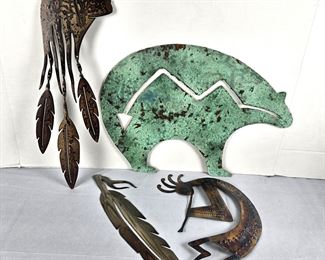 Set of Four Pieces of Metal Wall Art with a Native American / Southwestern Theme