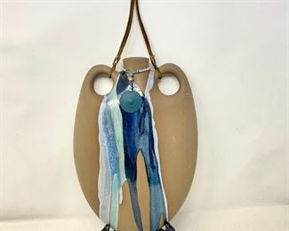 Lot #63 - Decorative Hanging Ceramic Jug with Blue Glaze