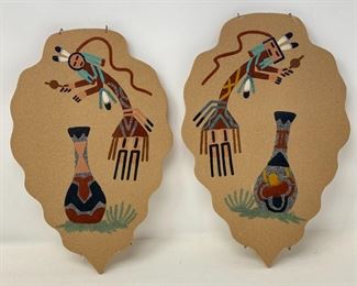 Lot #64 - Set of Two Sand Paintings- Native American Wall Art
