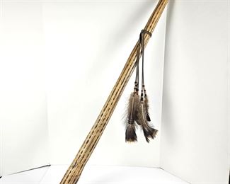Well Made 40" Dried Cactus Rain Stick Adorned with Native American Style Feathers