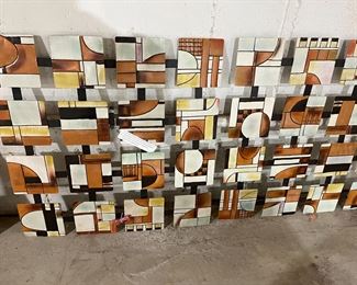 Vintage Stamped Metal Abstract Wall Art