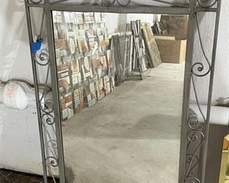 Silver Metal Rectangular Hanging Wall Accent Mirror