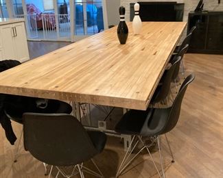 Authentic Dining Table Made From a Bowling Alley