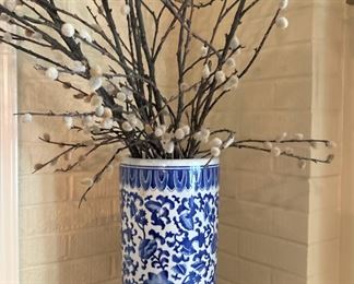 Blue & white vase/umbrella holder