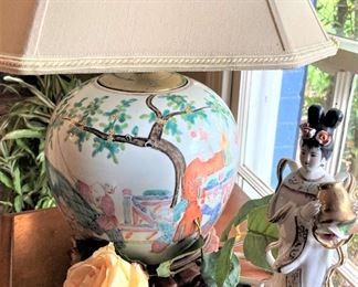 Asian lamp and figurine