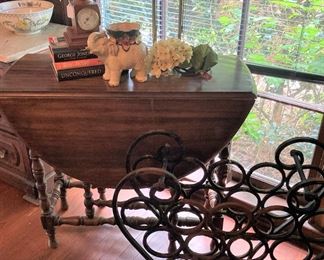 Dropleaf table; wine holder