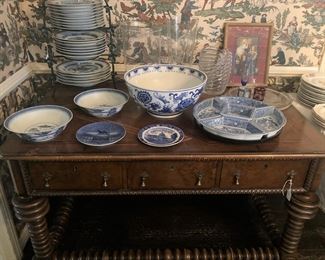Antique table; more blue & white selections