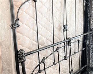 Black iron headboard and footboard