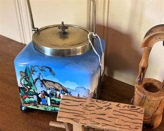 Colorful biscuit barrel (The first biscuit barrels appeared in England around 1860 and quickly became en vogue as an essential serving piece for any society hostess.)
