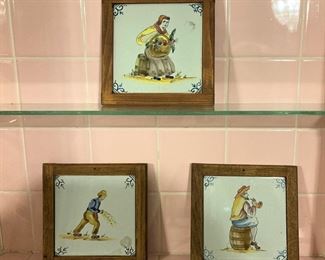 Hand-painted framed tiles
