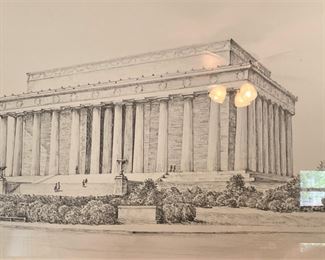 Pen & ink of the Lincoln Monument - Washington DC