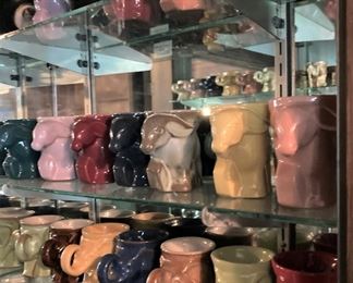 Vintage Frankoma  elephant and donkey mugs