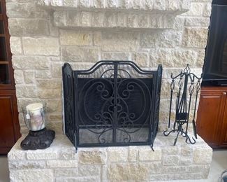 Fireplace screen with your fireplace utensils