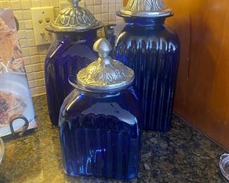 Colbert blue canister jars