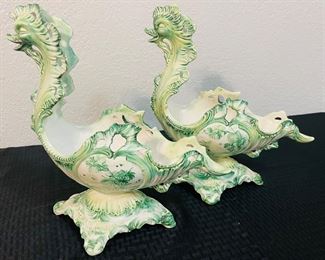2	$150 	
Pair of Made in Italy dragon green/ white vessels		