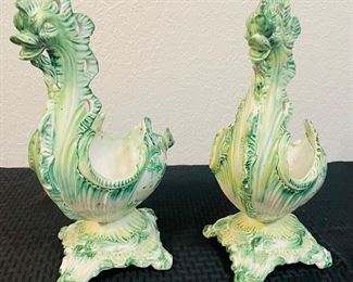 2	$150 	
Pair of Made in Italy dragon green/ white vessels		