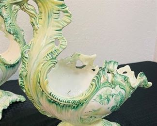 2	$150 	
Pair of Made in Italy dragon green/ white vessels		