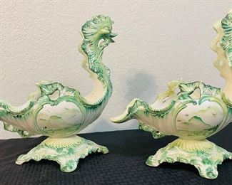2	$150 	
Pair of Made in Italy dragon green/ white vessels		