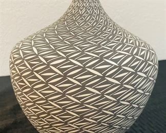 5	$375 	
"Victorino E 2011, Indian Art pottery Acoma vase. Graphic B/W"	marked and signed 