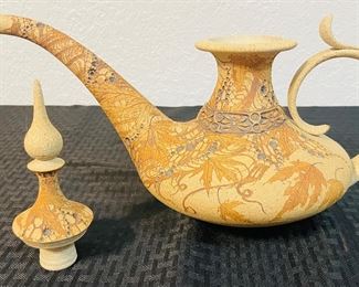12	$175 	
Gres pottery drinking vessel Aladin 15x11 signed Don McWorther 	