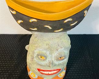 16	$195 	
Folk Art face signed 2002 Deb Fiech Fiabley 18x10