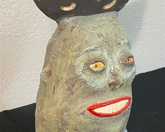 16	$195 	
Folk Art face signed 2002 Deb Fiech Fiabley 18x10