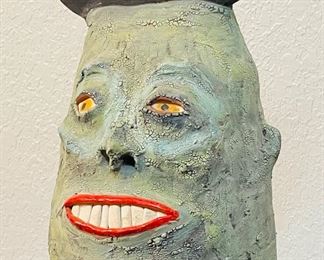 16	$195 	
Folk Art face signed 2002 Deb Fiech Fiabley 18x10