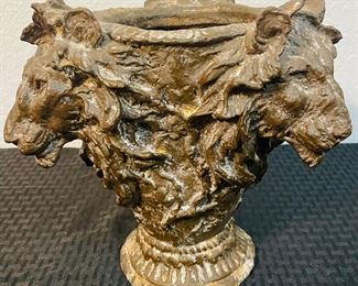19	$90 	
Iron vase with three lion face mask 9x9		