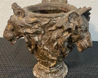 19	$90 	
Iron vase with three lion face mask 9x9		