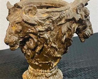 19	$90 	
Iron vase with three lion face mask 9x9		