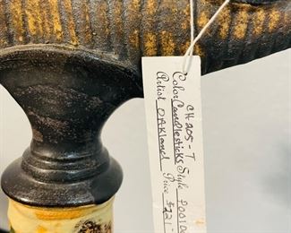 17	$150 	
"Set of 2 Donk, Oakland glazed pottery candlesticks "