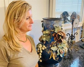 27	$475
Antique Majolica Barbotine vase (some repairs( Oversize 38x14		