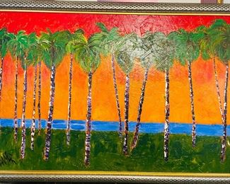 34	$295 	
Oil painting of Palm Trees signed Sawyer 40x28	